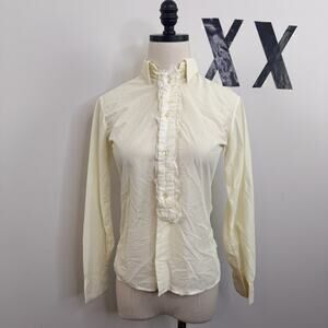 French Vintage 70s Polyamide Fitted Button Up Blouse Ruffle Overlay Top 32